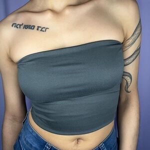 Grey Bandeau Tube Top Size XS Skater Streetwear Cropped Minimalist 90s Tomboy